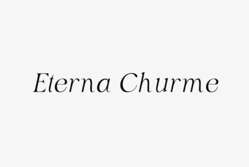Eterna Churme serif font with flowing italic style