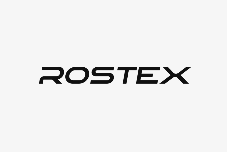 Rostex in bold geometric sans-serif typeface