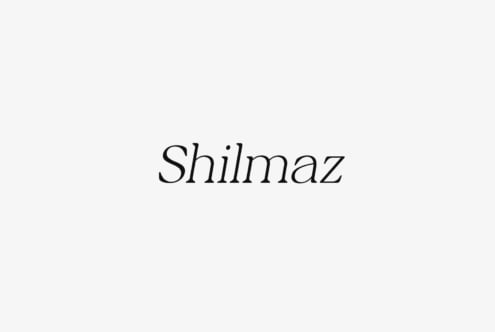 Shilmaz serif typeface sample showing elegant light italic characters