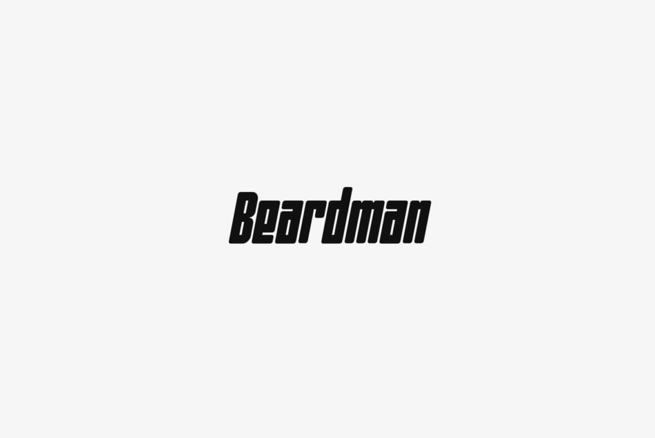Beardman typeface in bold italic sans serif on light canvas