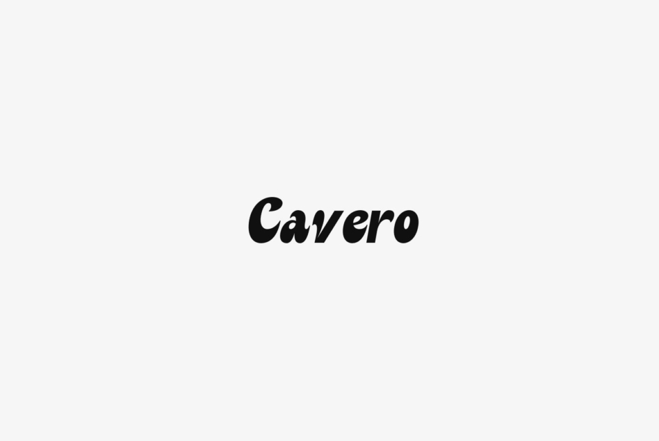 Cavero italic script font with rounded brush stroke character