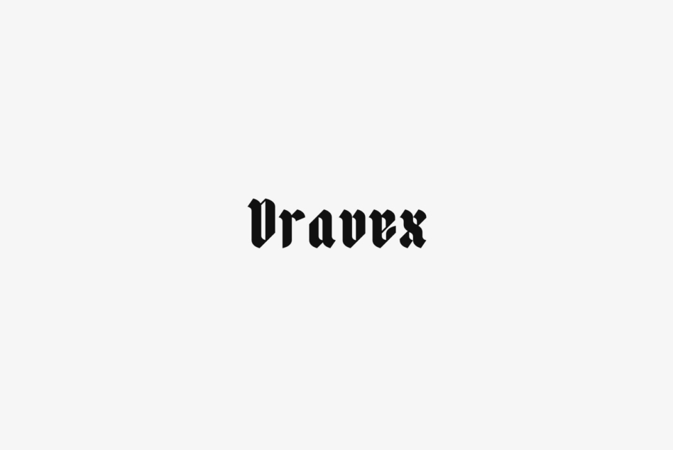 Vravex font displayed in gothic serif style on neutral backdrop