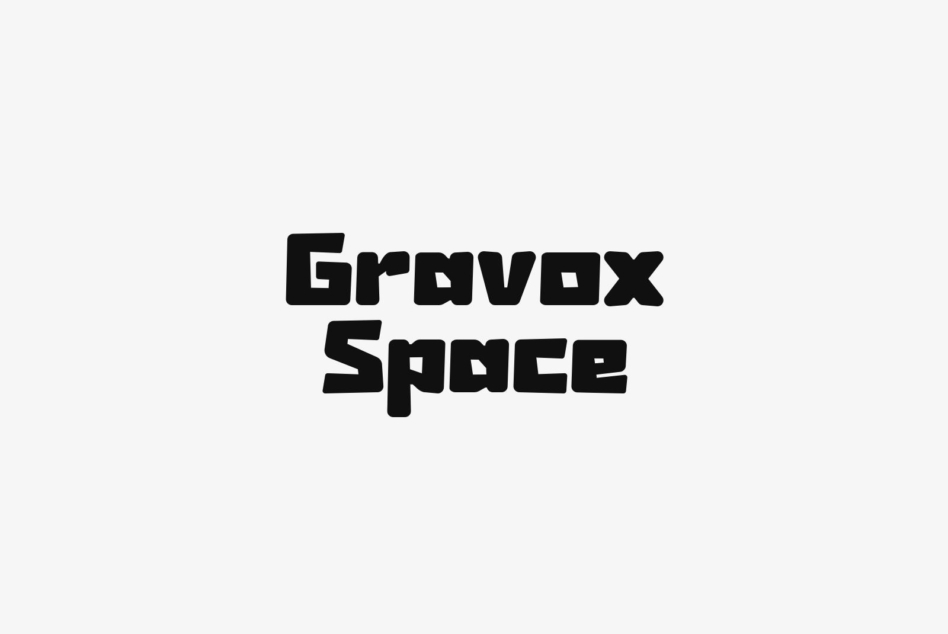 Gravox Space bold pixelated typeface displayed in black