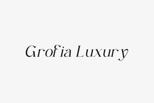 Grofia Luxury serif font in italic style on cream background