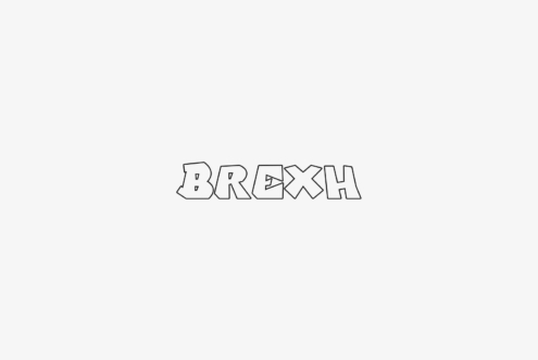 Brexh in bold outlined lettering with geometric style