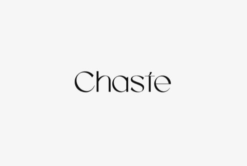 Chaste font shown in elegant thin styling on neutral backdrop