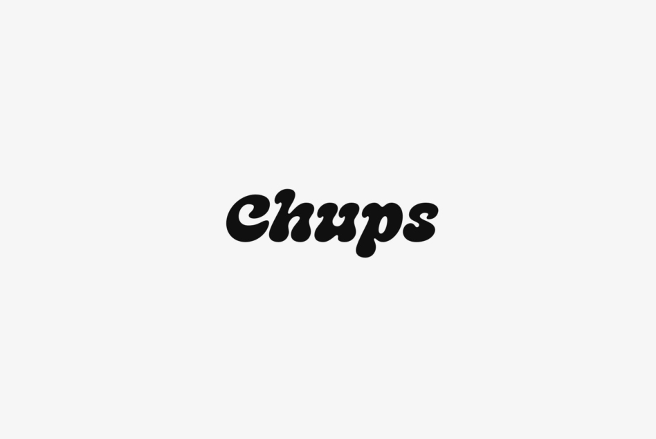 Chups font shown in chunky playful black lettering