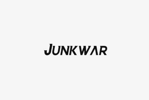 Junkwar typeface in bold black italic letters on light backdrop