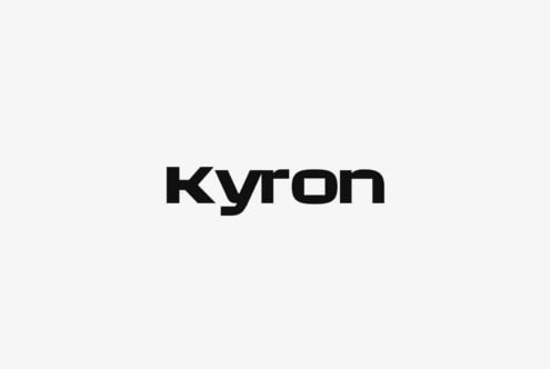 Kyron modern sans serif in clean geometric letterforms