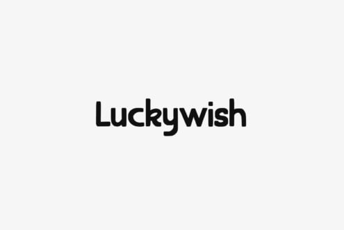 Luckywish bold rounded sans serif typeface rendered in heavy black weight
