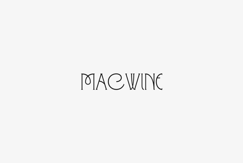 Maewine typeface in thin outlined letter style centered on neutral backdrop