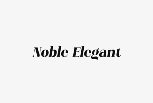 Noble Elegant serif font displayed in bold black italics