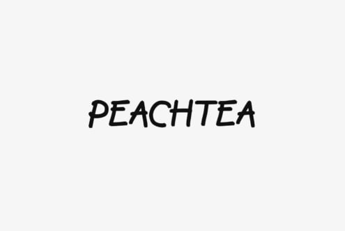 Peachtea font in rough handwritten black italic caps