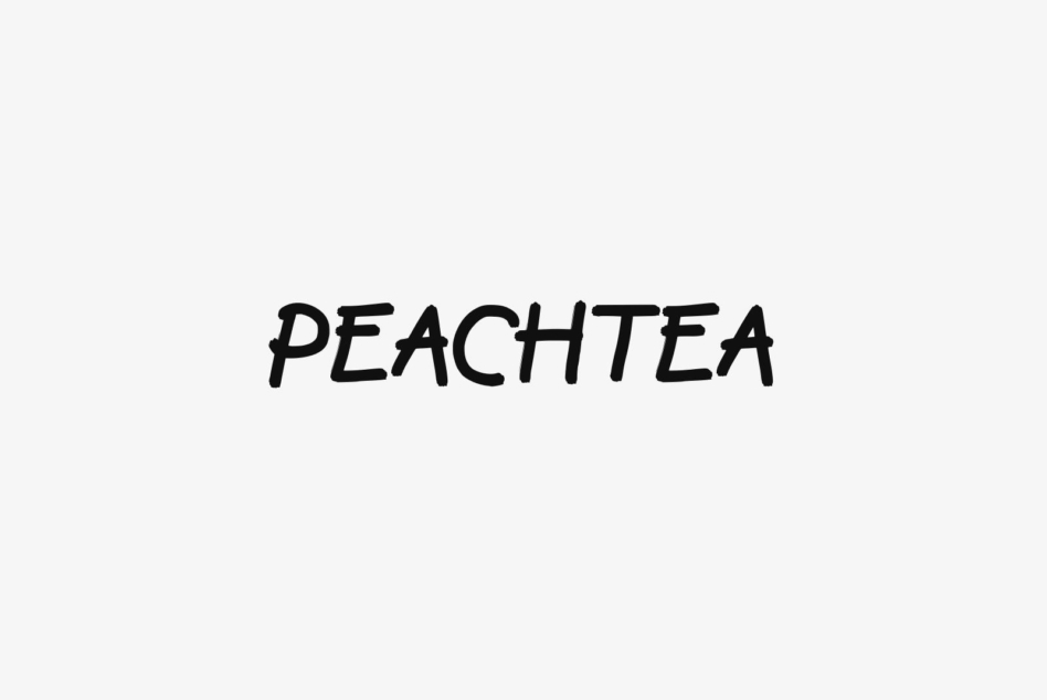 Peachtea font in rough handwritten black italic caps