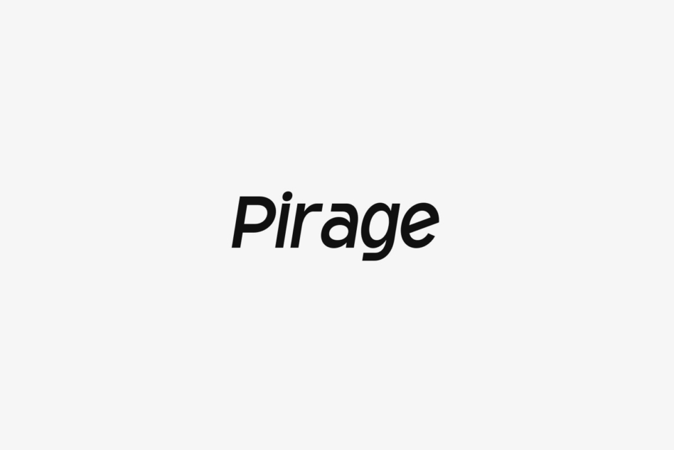 Pirage font displayed in bold italic black letters on cream