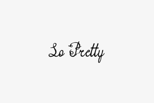 La Pretty script font in thin cursive on cream background