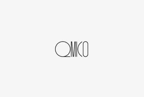 Omco font with minimalist outline design