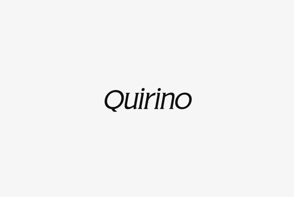 Quirino typeface showing curved italic letterforms