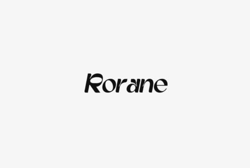 Rorane script typeface in bold curved letterforms