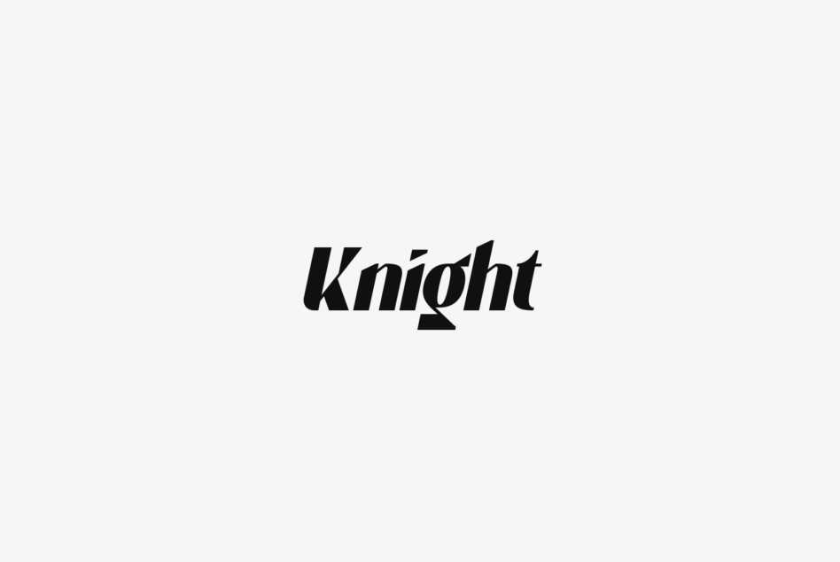 Knight italic sans serif font with geometric modern character design