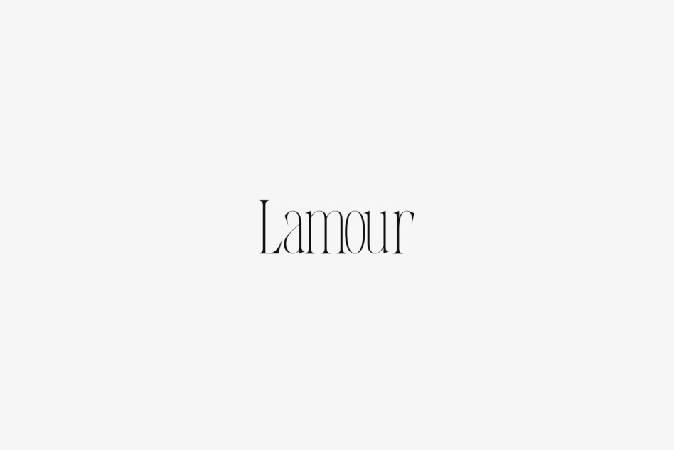 Lamour thin serif typeface rendered in elegant spaced lettering