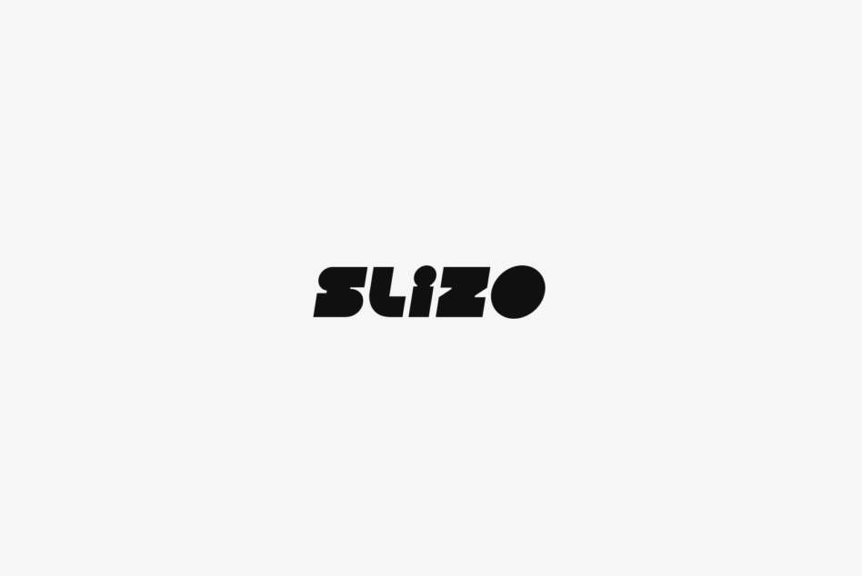 Slizo font displayed in bold italic black typeface
