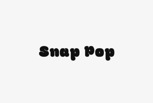 Snap Pop font in thick rounded black letters on white