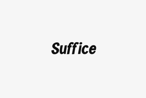 Suffice typeface displayed in bold black letters on minimal backdrop