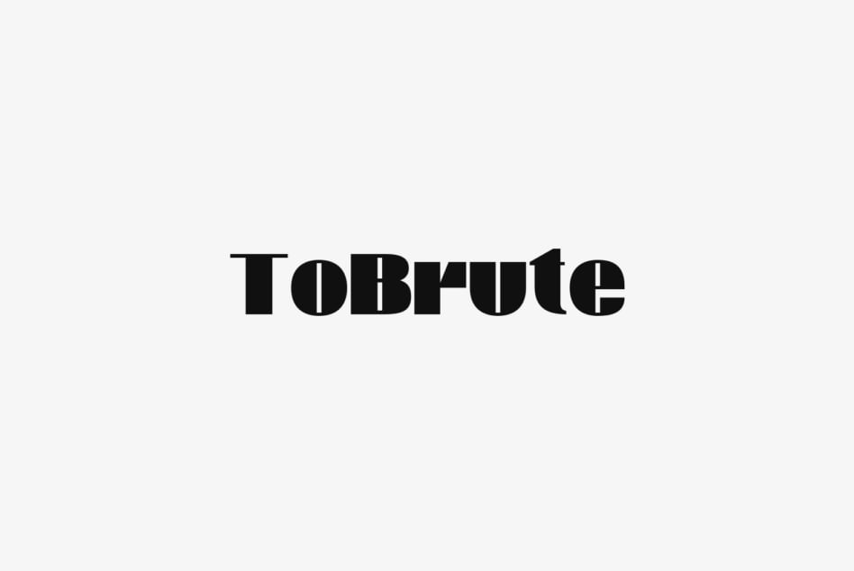 Tobrute display typeface with geometric slab serifs in black