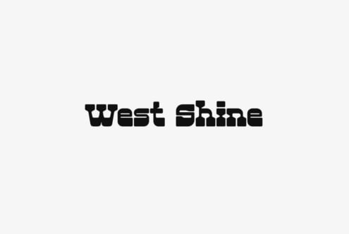 West Shine display typeface blocky geometric letterforms on white background