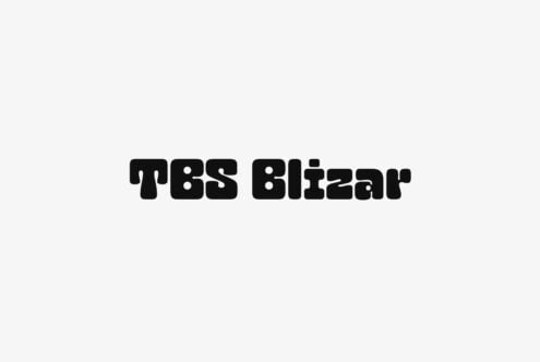 TBS Blizar font in heavy black letters on light gray backdrop