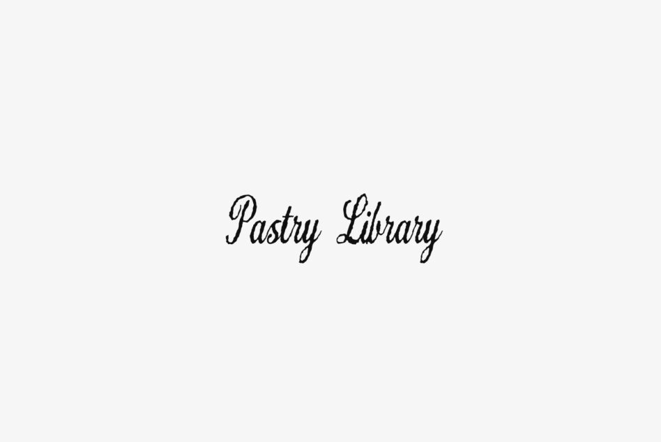 Pastry Library in elegant script handwriting style on light gray background