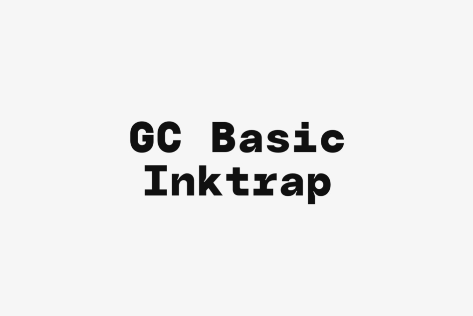 Bold black serif typeface spelling out GC Basic Inktrap on light background