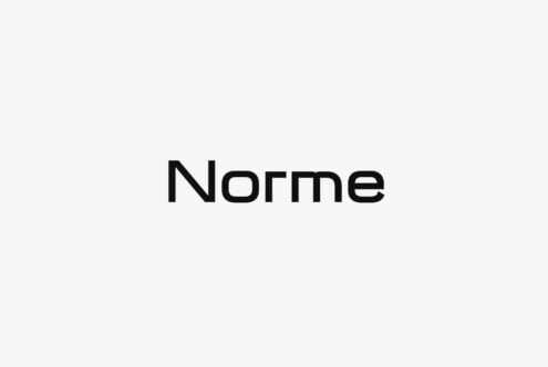 Norme typeface displayed in clean black letters on light gray background
