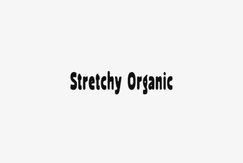 Stretchy Organic font in bold black letters on white background