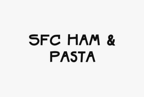 SFC Ham Pasta text in bold sans serif on light gray background