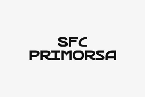 SFC Primorsa text in bold sans serif letters centered on white backdrop