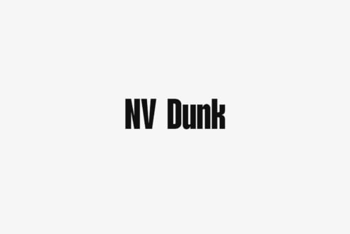 NV Dunk condensed sans serif typeface sample in black on light background