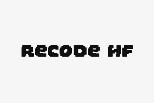 Recode HF pixelated display font in bold black letters