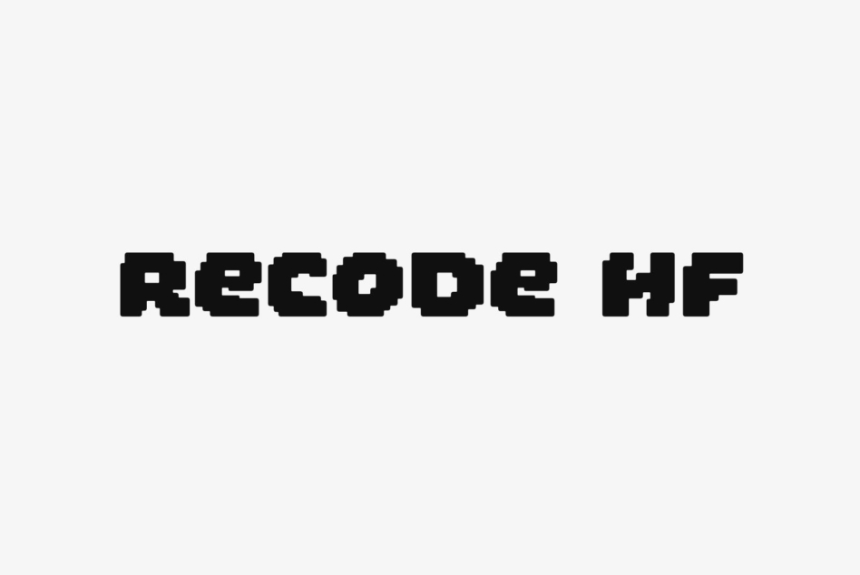 Recode HF pixelated display font in bold black letters