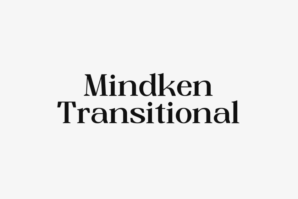 Mindken Transitional serif font centered on light beige background