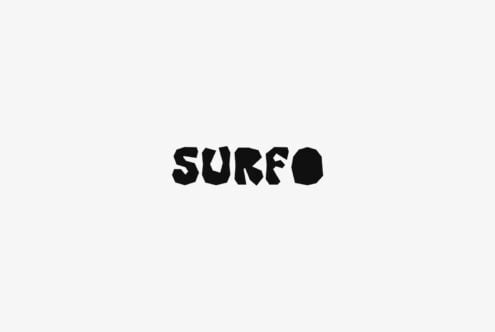 Surfo font displayed in chunky distressed black lettering
