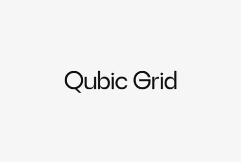 Qubic Grid typeface name centered on light beige background