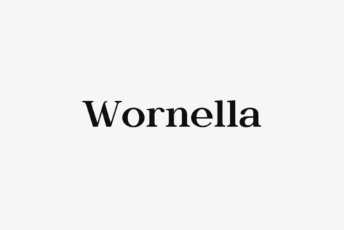 Wornella serif typeface in medium weight centered on light