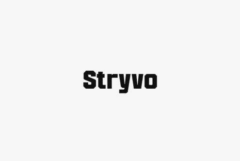 Stryvo typeface name displayed in bold sans serif font on light background