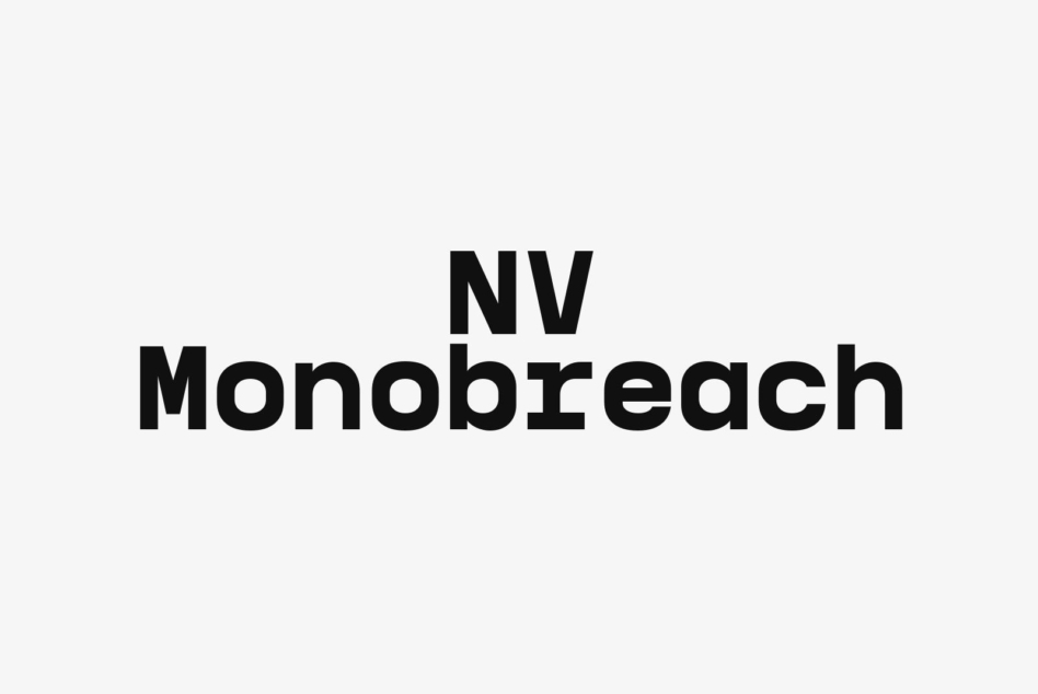 NV Monobreach sans serif font display in bold black on light background