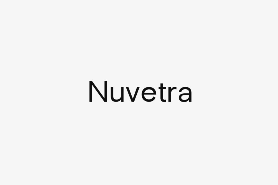 Nuvetra modern sans serif typeface displayed on light background