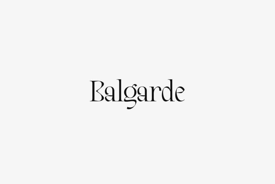 Balgarde serif font displayed in elegant black lettering on light background