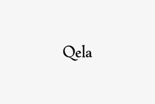 Qela serif typeface displayed in black on minimal light gray background