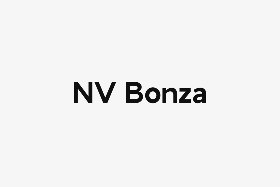 NV Bonza typeface displayed in bold black letters on clean light background